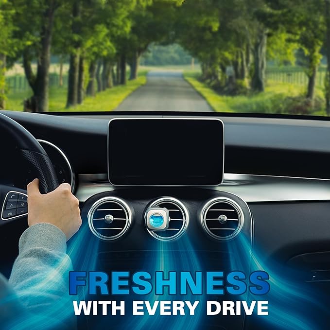 Air Jungles 3-in-1 Fresh Linen Odor Eliminator Balls 6 Count, New Car Scent Car Air Freshener Clip, 6 Vent Clips, and 3in1 Leather Cleaner Wipes 70 Count