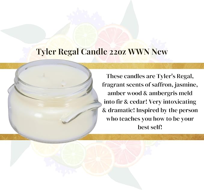 Worldwide Nutrition Bundle: Tyler Candle Company Regal Scent Jar Candle - Luxurious Scented Candle with Essential Oils - Long Burning 22 oz Extra Large Candle and Multi-Purpose Key Chain