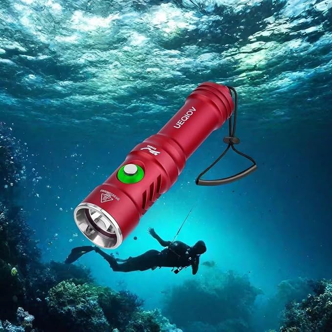 DQ-300 Scuba Diving Light, 4000 Lumens Super Bright Underwater Flashlight with 4 Degrees Narrow Beam, IP68 Waterproof Night Dive Torch 150 Meters Submersible Light (Rose red)