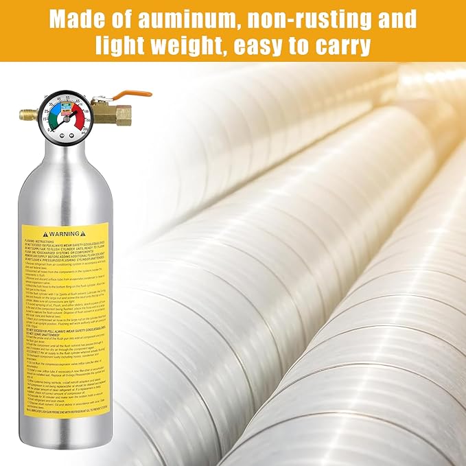 Rossesay AC Flush Kit Air Conditioner System Flush Canister Kit AC Drain Line Cleaner Tool Conditioning Pipeline Cleaning Tool Set with Gauge, Air Fittings and Hose for Car Conditioner Pipe (Novel)