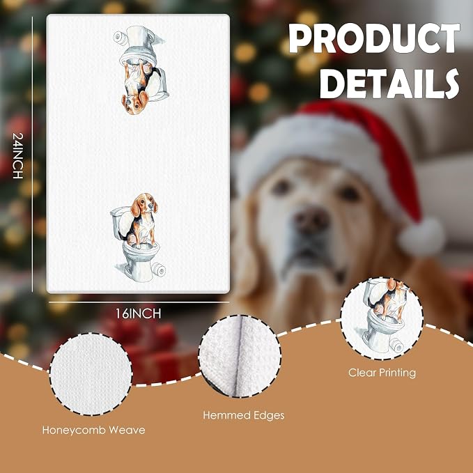 Funny Beagle Bathroom Hand Towels Set of 3, Beagle Decor Hand Towels for Bathroom, Beagle Gifts for Women Men, Gifts for Beagle Lovers, Kids Bathroom Decor, Dog Bathroom Decor, 16x24 Inch