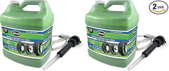 Slime 10206 Flat Tire Puncture Repair Sealant, Prevent and Repair, All Off-Highway Tubeless Tires, Non-Toxic, eco-Friendly, 1 Gallon jug (Pack of 2)