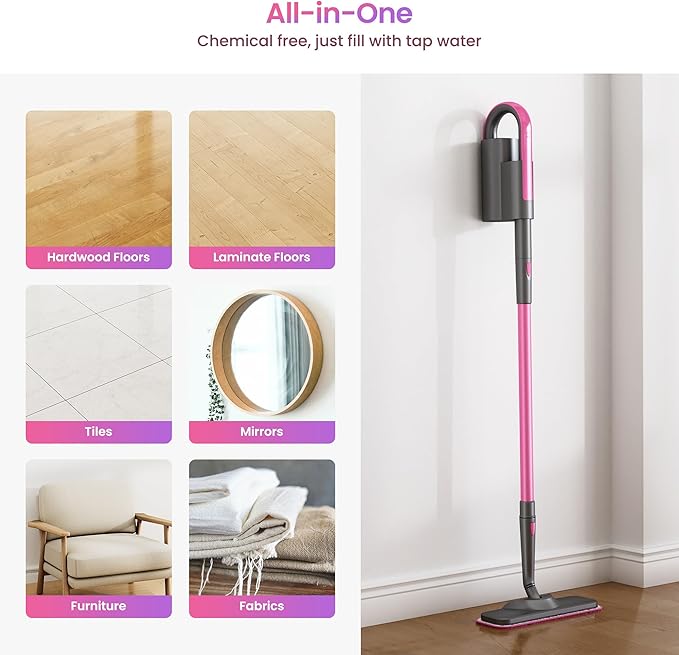 Schenley Steam Mop Cleaner with Detachable Handheld Steamer for Cleaning Hardwood, Laminate Floor, Tiles and Grout, with 14-in-1 Multi-purpose Accessories and Washable Microfiber Pads