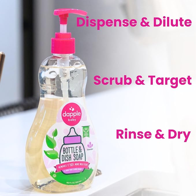 Dapple Baby Lavender Bottle & Dish Soap - 16.9 fl oz - Plant-Powered Cleaner for Baby Bottles, Pump Parts, and Sippy Cups