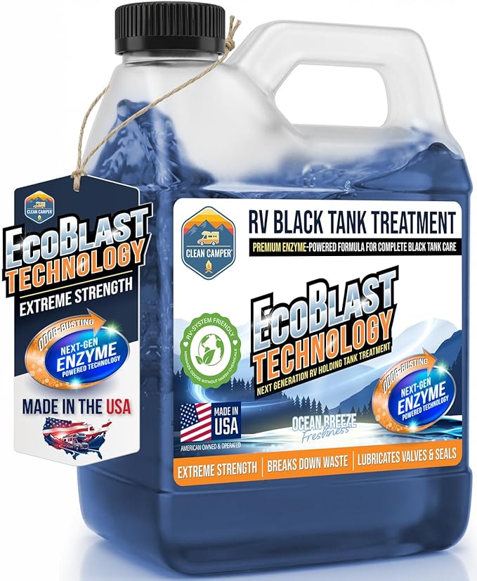 Clean Camper Extreme Strength RV Black Tank Treatment Liquid, 32 oz | Odor Control, Waste Breakdown, Lubricates Valves & Seals, Keeps Sensors Clean