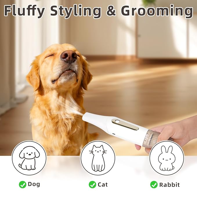Vacuum Grooming Brush,4-In-1 Kit for Shedding,Deshedding Tool for Dog | Removes Loose Fur While Grooming,Keeps Your Home Cleaner,Helps Pets Stay Close to the Family,Portable Cordless Design