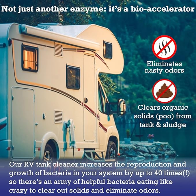 Accelerator by Dr. Pooper RV Black Water Tank Cleaner and Odor Control, Sludge and Waste Remover, Sensor Safe, Non-Toxic, 65 Doses with Scoop, Made in USA
