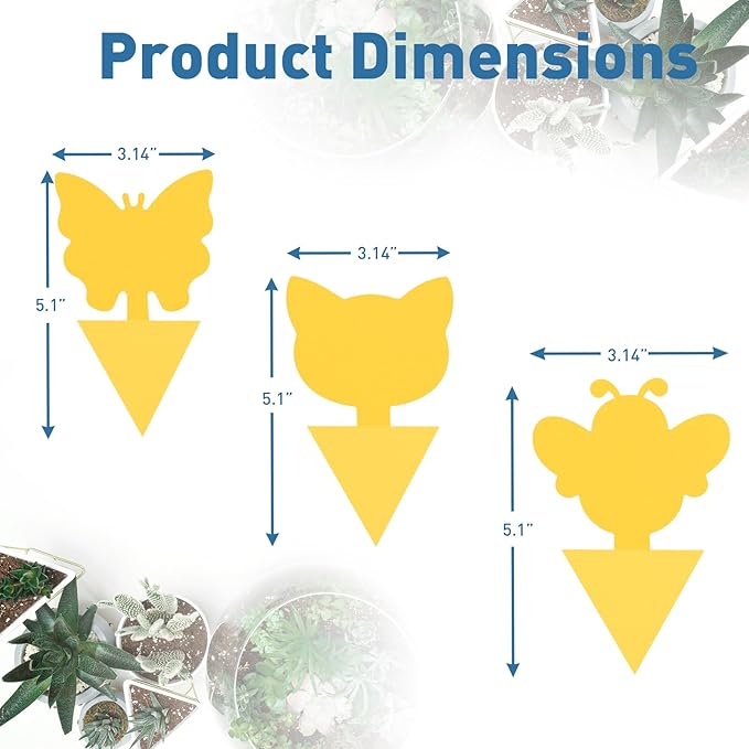 120 Pack Fruit Fly Traps for Indoor Outdoor, 3 Shapes Yellow Sticky Bug Traps, Double-Side Fungus Gnat Killer for Houseplants, Mosquitos, Flying Insects