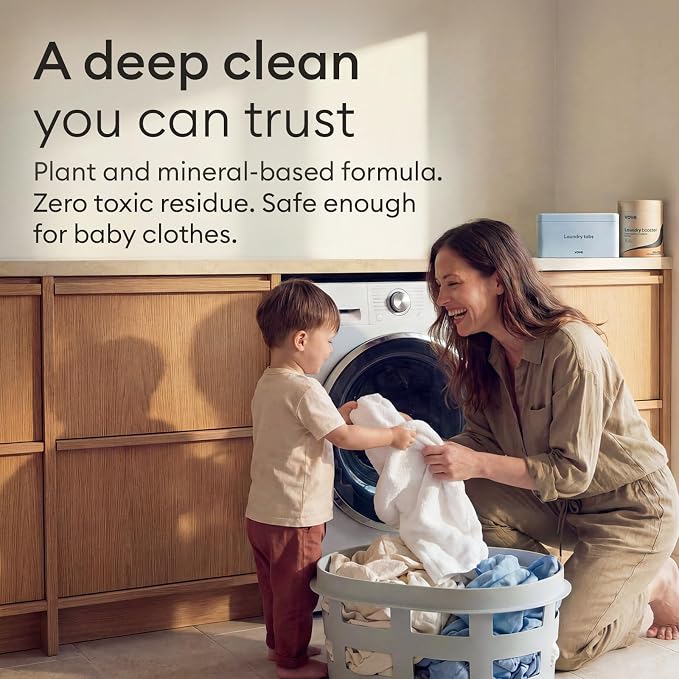 Vove Laundry Detergent Tablets, 80 Loads Value Pack - Plastic-Free, PVA-Free, Zero Microplastics - Enzyme-Powered Stain Removal - Plant-Based, Fragrance-Free, Works in Cold Water, Septic Safe