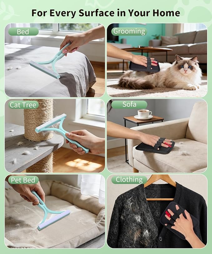 Carpet Rake for Pet Hair Removal, Reusable Carpet Rake, Pet Hair Removal Broom with Extra-Long Thickened Brush, 54" Adjustable Handle, 3 Pcs Pet Hair Removal Tool for Carpet, Sofa & Stairs