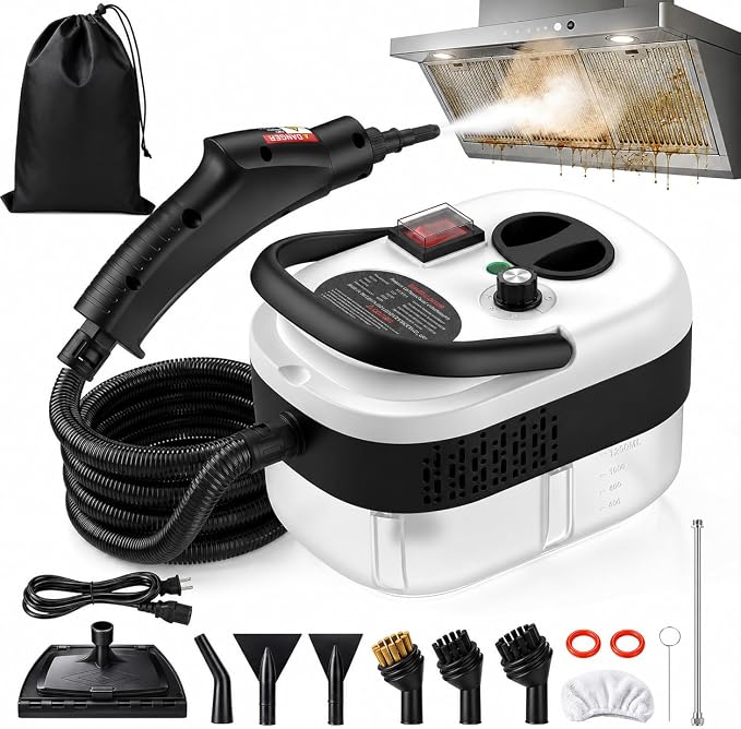 2500W Handheld Steam Cleaner for Home, 6-Level High Pressure Steam Gun, Steam Machine w/40.6oz Tank, Portable Car Steamer for Auto Detailing & Cleaning, Car, Floor, Furniture, Tile Grout, Wall