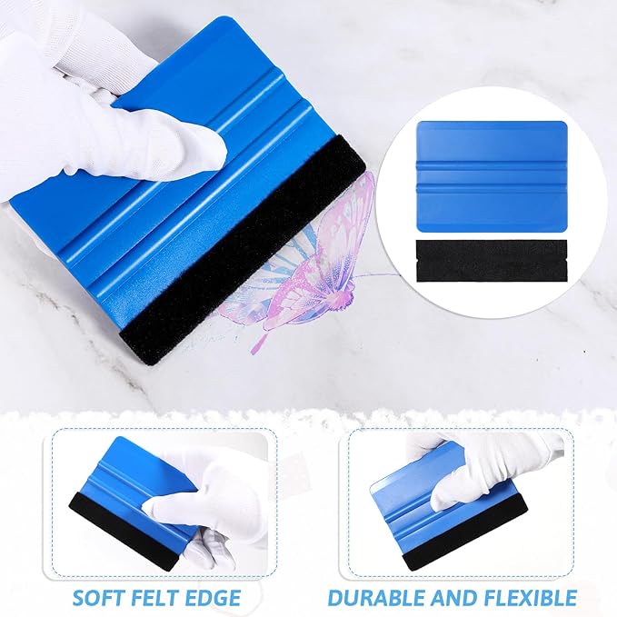 simarro 100Pcs Felt Squeegee for Vinyl Decal Tools, 4 Inch Car Window Windshield Glass Felt Edge Squeegee Vinyl Scraper Applicator Tool for Crafts Car Window Tint Wallpaper Glass Film Application