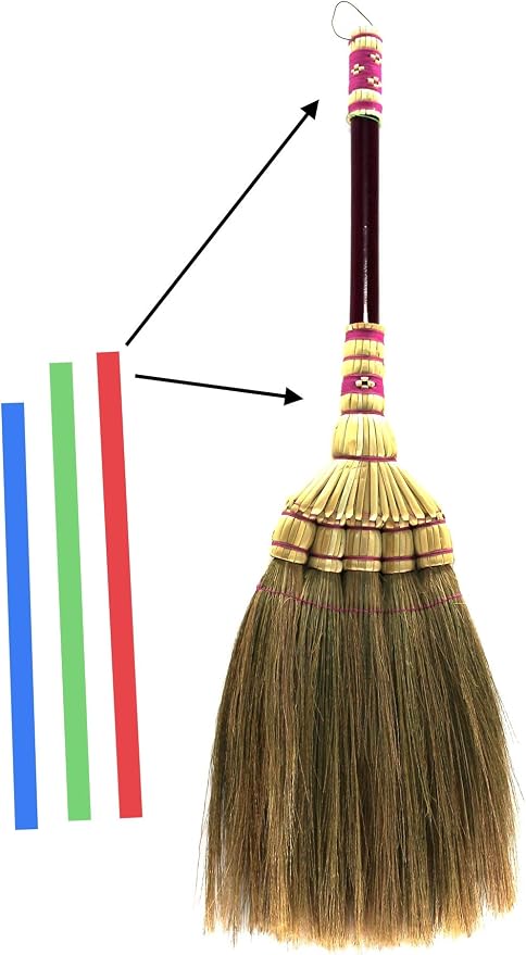 Natural Grass Broom 24" Vintage Retro Made in Thailand, Handmade Broom, Housewarming Gift, Witch Broom, Thai Broom, Bamboo Stick Handle, Kong Grass Broom, Durable Broom for Indoor & Outdoor