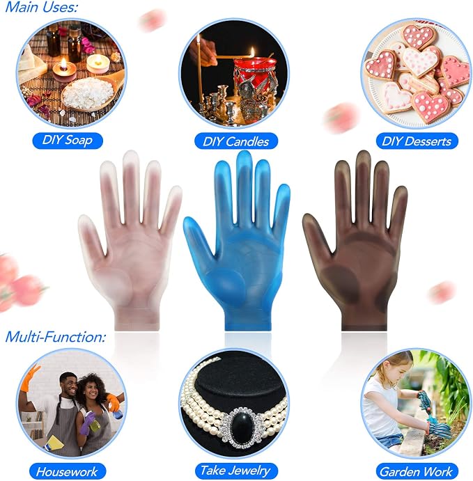 Geyoga 3 Pairs Silicone Gloves for Epoxy Resin Casting Reusable Waterproof Epoxy Gloves Safe Silicone Finger Protectors for DIY Jewelry Making Work Crafts