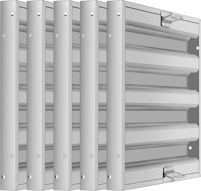 GarveeTech Hood Filters 19.5W x 15.5H Inch, 430 Stainless Steel, Commercial Kitchen Range Hood Baffle Grease Filter, 4 Groove, for Restaurant Exhaust Hood Systems, Easy to Clean (5 Pack)