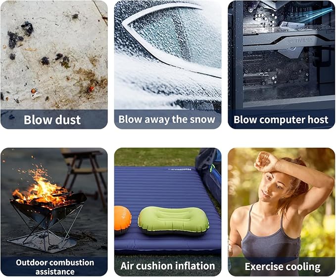 130000RPM Compressed Air Duster, Ultra Strong Wind Force Mini Blower, LED Light Portable, Rechargeable for Computer, Keyboard, Outdoors & Car Dusting, Camping, Emergency, 3 Gear