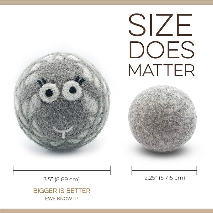 Fluff Ewes Premium Handmade New Zealand Reusable Wool Dryer Balls for Laundry, Baby, Anti-Static Alternative to Liquid Fabric Softener, Plastic Dryer Balls or Dryer Sheets, 12 Pack Bundle