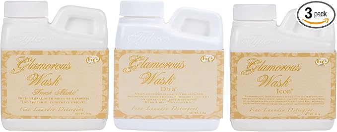 Elanze Designs Tyler Candle Glamorous and Luxurious High Efficient Wash 4 ounce Scented Fine Laundry Detergent Pack of 3; French Market, Diva, Icon