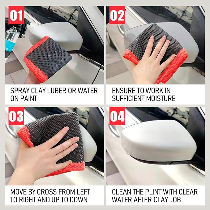 ARTIPOLY Clay Decontamination Towel - Professional Detail Products - Proven Cleaning & Release of Paint Contaminants; Increase Wax & Sealant Bond; Enhance Paint Gloss & Color; Fine Grade (12x12inches)