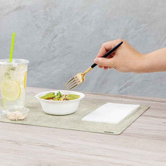 Restaurantware-Moderna 7.5 Inch Fancy Flatware, 50 Durable Plastic Flatware - With Black Handle For Grip, Heavy-duty, Gold Plastic Forks, Easily Disposable Or Restaurants