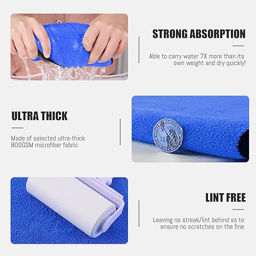 Airlab Microfiber Towels for Cars Wash Drying Auto Detailing Cleaning Cloth, Pack of 4 and XL Microfiber Car Drying Towel Super Absorbent, Pack of 2