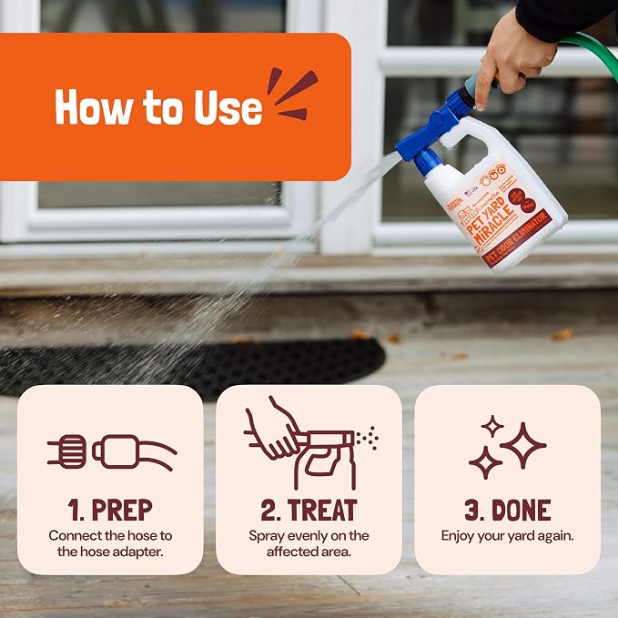 Sunny & Honey Turf Cleaner for Pet Urine Outdoors, 32 fl oz Orange | Enzymatic Yard Deodorizer for Dog Urine and Poop - For Artificial Grass and Decks - Pet and Plant Safe - Brightens Patios