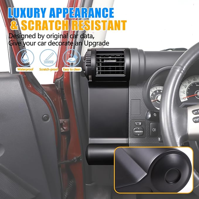 Dashboard Side Air Outlet Frame ABS Car Dashboard Side Air Outlet Frame Decorative Panel for Toyota FJ Cruiser (XJ10) 2007-2022 A/C Air Vent Kit Interior Accessories (Matte black)