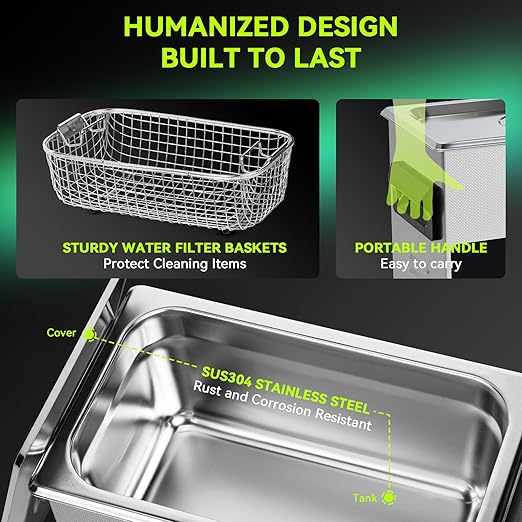 3L Ultrasonic Cleaner, One-Touch Cleaning,Heating, Deep Mode, ECO Energy-Saving Ultrasonic Cleaning Machine Excellent for Labs,Carburetor,Jewelry,Dentures,Automotive & Industrial Parts.