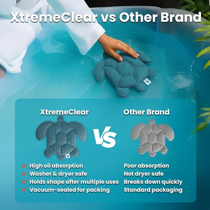 Hot Tub Scum Absorber for Spa & Pool – Oil Absorbing Clean Pad, Hot Tub Accessories for Adults, Scum Remover for Hot Tub Cleaner, Spa Scum Sponge for Oil, Foam (Turtle)