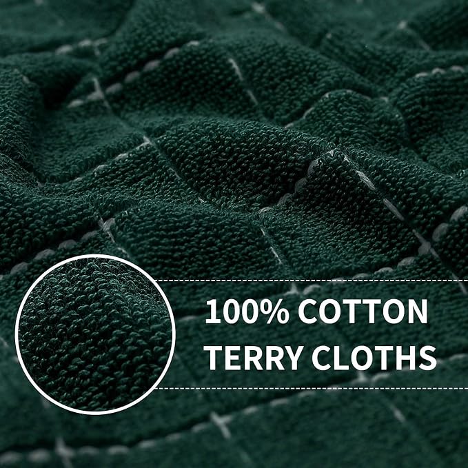 Homaxy Kitchen Towels and Dishcloths Set, 12 x 12 and 13 x 28 Inches, Set of 16 Bulk Cotton Terry Kitchen Towels Set, Checkered Designed, Soft and Super Absorbent Dish Towels, Blackish Green