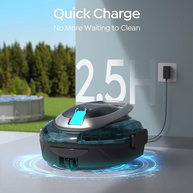 S2 Pool Vacuum Robot for Above Ground Pools, Cordless Operation, 80-Min Runtime, Coverage up to 766 sq ft, Efficient Cleaning Performance, Self-Parking and Easy Maintenance(Obsidian Cyan)