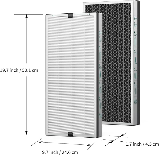 Jafända JF888 Replacement Filter, 2 Pack Original Filters, True HEPA 13 Filter, with 2.12 lb Activated Carbon, Remove Pollen Dust Pet Odor VOCs,Allergies,Smoke,Cooking smell