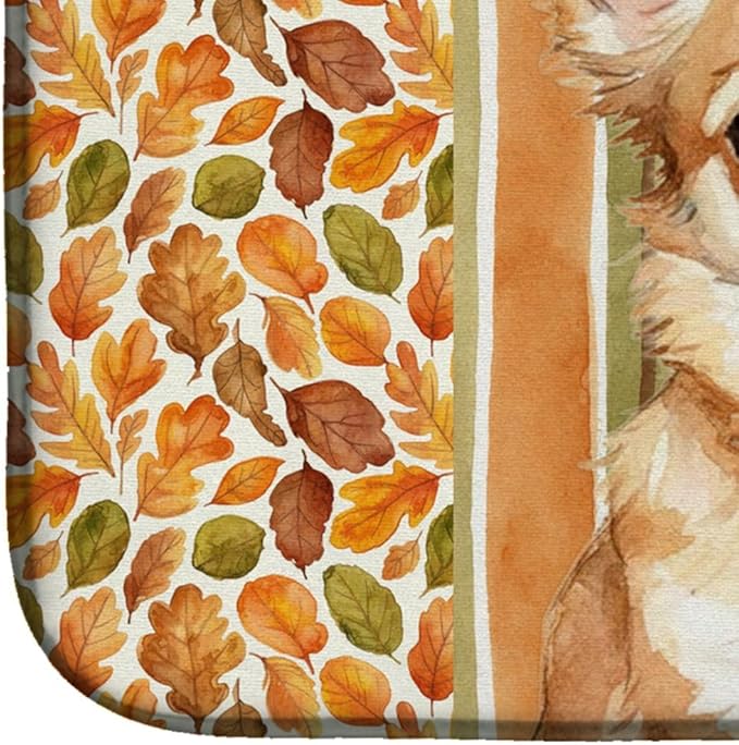 Caroline's Treasures Fawn Chihuahua Heirloom Fall Dish Drying Mat Absorbent Dish Drying Mat Pad for Kitchen Counter Dish Drainer Mat for Countertop, 14 x 21", Multicolor