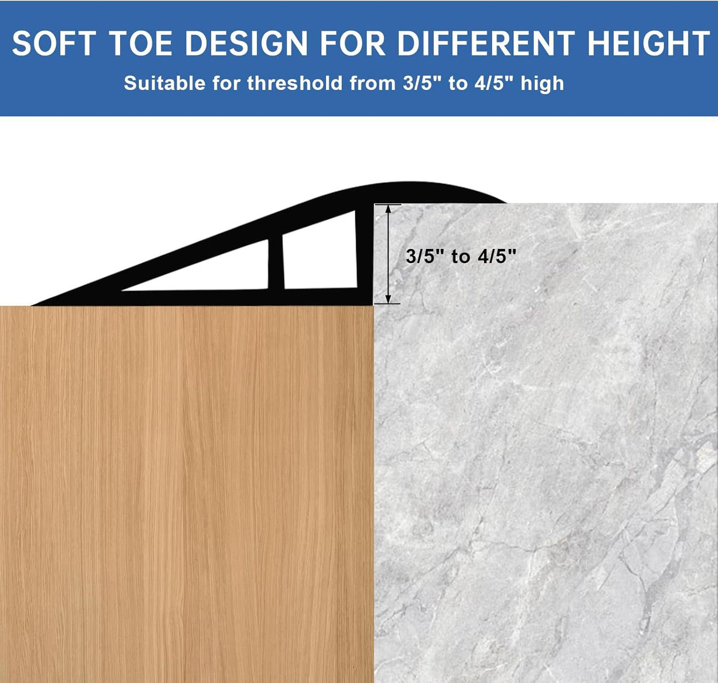 Vinyl Door Threshold Flooring Transition Strip Self Adhesive Carpet Edging Strip for Laminate Doorway Edge Threshold from 3/5" to 4/5" (Dark Gray Wood Grain, 10 Ft)