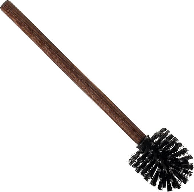Redecker Toilet Brush and Replacement Head Set, Oiled Thermowood Handle, Nylon Bristles, Made in Germany