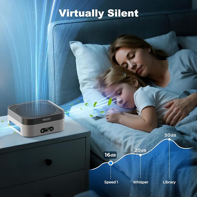 Air Purifiers for Home, H13 True HEPA Filter Captures Smoke Odor Pet Dander, Portable Quiet Car Air Purifier for RV/Desk/Bedroom/Office, Covers up to 600 Ft², Timer - 1 Filter