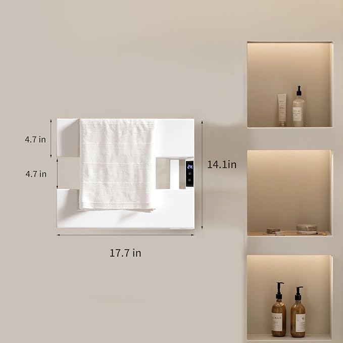 Electric Towel Warmer with Smart LED Timer, Modern [2/3/4] Bar Large Panel Heated Towel Rack, Wall-Mounted Plug-in/Hardwired 2-in-1, Rapid Warmth for Bathrooms, [Matte Black/Alpine White]