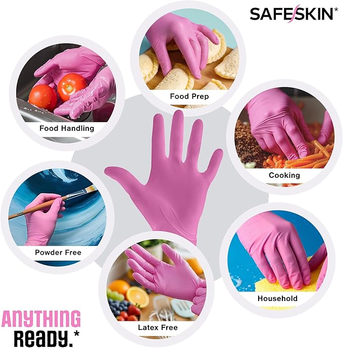 SAFESKIN Ultralight Disposable Nitrile Gloves - 2.0 Mil - Powder Free, Latex Free, All Purpose, Food Prep, Cooking, Cleaning
