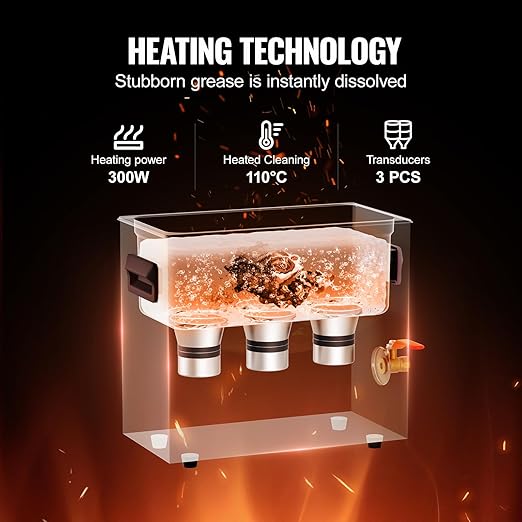 VEVOR 6L Sonic Cleaner with Heater Timer & Basket, Professional Digital Sonic Cavitation Machine, 180W Cleaning Machine for Watch Instruments, Glasses, Coin, Metal Parts, Tool