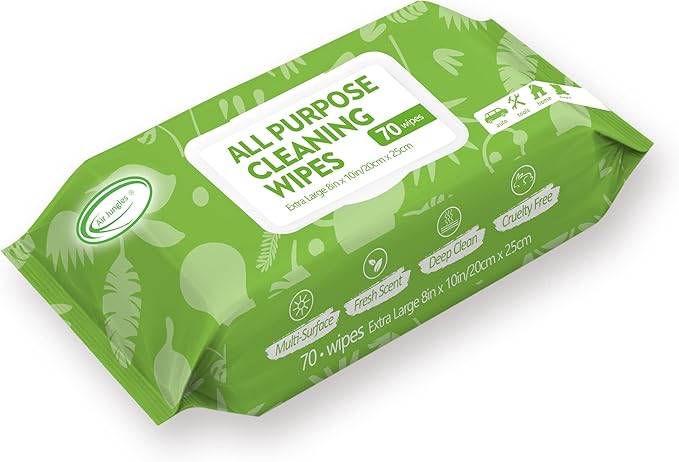 Air Jungles Odor Eliminator Balls 6 Count Lavender, Leather Cleaner Wipes 70 Count & All-Purpose Cleaning Wipes 70 Count, 3-in-1 Bundle for Car, Home, Gym, Shoes, Furniture & More