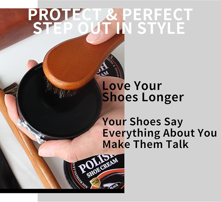 Black Brown Shoe Polish Kit Saddle Soap Mink Oil Leather Boot Shoe Shine Kit Conditioner Cream Wax Care Clearner Set