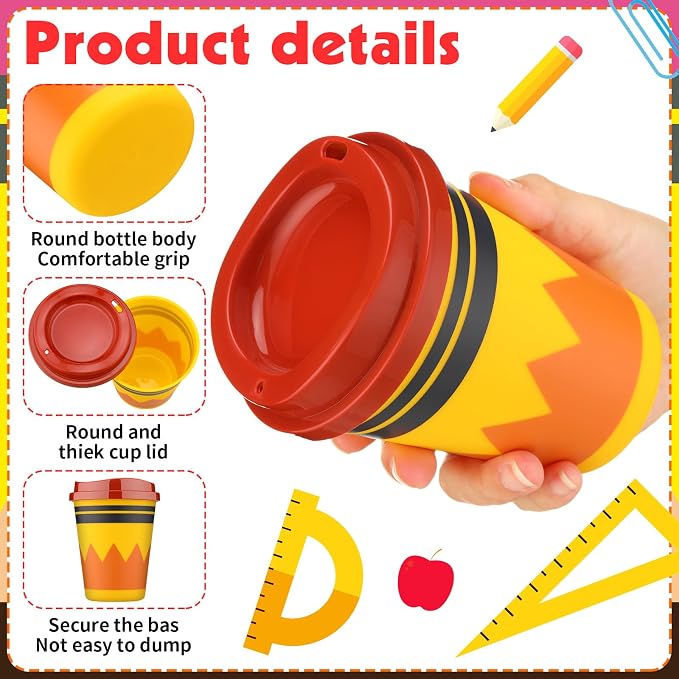 Skylety 36 Pcs Back to School Cups Bulk 12oz Classic and Pastel Style Reusable Plastic Coffee Cups with Lids First Day of School Gifts for Teachers Students Party Favors Supplies (Classic)