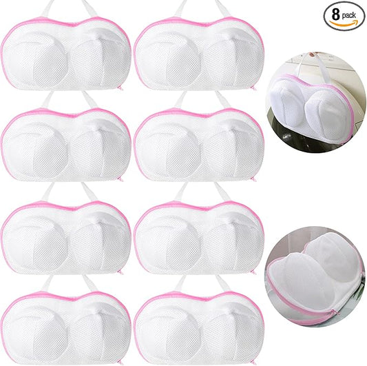 Large Bra Washing Bags for Laundry - 8 PCS, Lingerie Bag Underwear Brassiere Washing Bags with Zipper for Women Laundry Storage (Large-Pink 8 pack)
