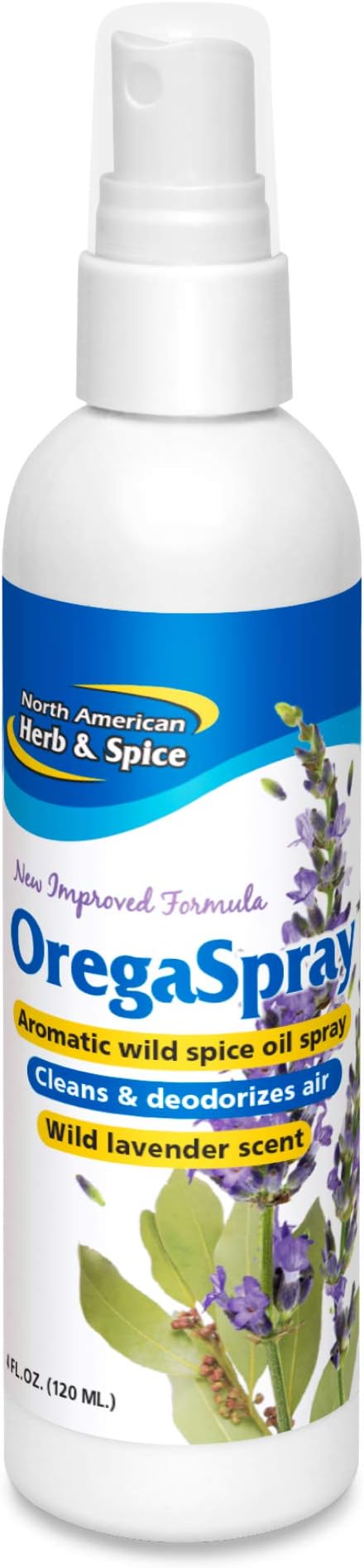 NORTH AMERICAN HERB & SPICE OregaSpray - 4 fl. oz. - All-Natural Surface Cleaner, Air Deodorizer, & Vegetable Wash - Includes Clove, Cumin, Lavender, Oregano Oil - Non-GMO
