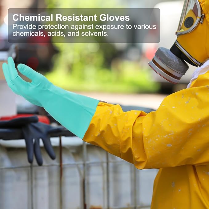 MECCANIXITY Nitrile Chemical Resistant Gloves, Industrial Gloves Anti-Slip Protective Safety Work Glove for Cleaning