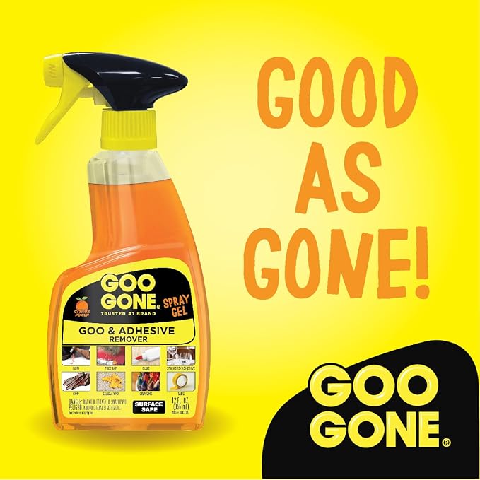 Goo Gone Spray Adhesive Remover Gel, 6 Pack, Removes Glue, Stickers, Tape Residue, Grease, Gum & Wax, Adhesive Spray with Citrus Cleaning Power for Hard Surfaces, Carpets & Fabrics