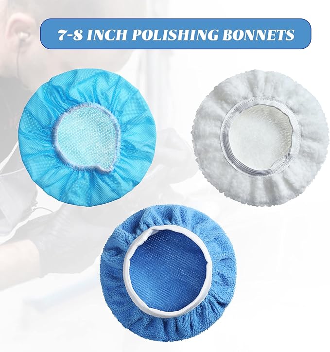 20 Pieces Car Orbital Buffer Polisher Pad Bonnet Microfiber Max Bonnet Polishing Buffing Pad Cover(7-8 Inches)