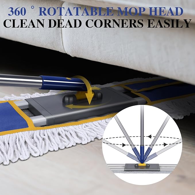 Masthome 36" Commercial Mop for Floor Cleaning with 3 Pads, & Spin Mop and Bucket with Wringer Set with 3 Reusable Pads for Floor Cleaning, Wet Dry Floor Mop for Home & Office