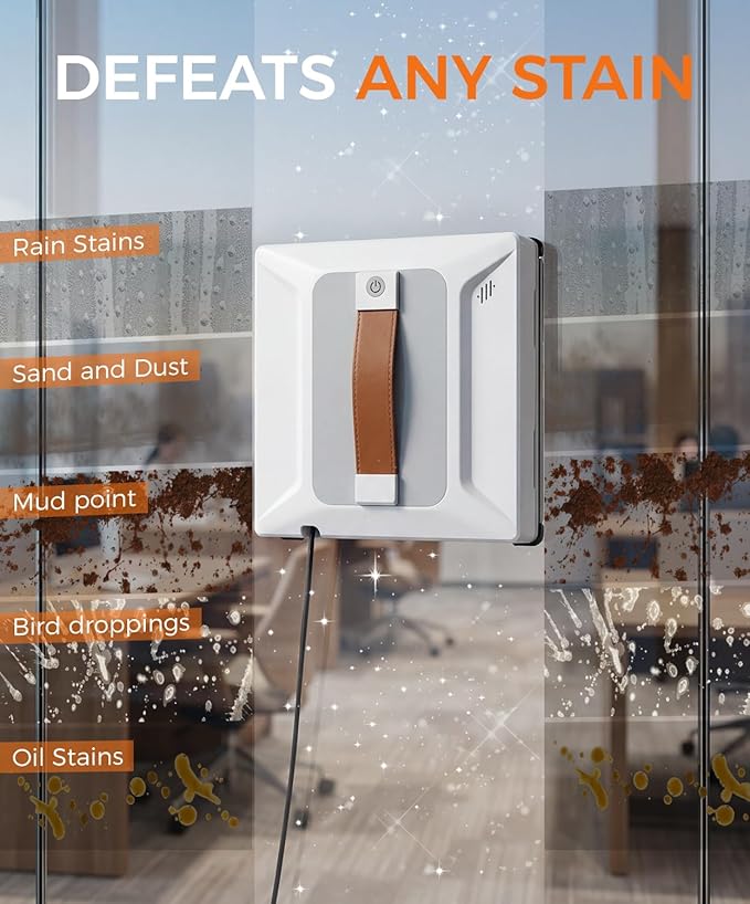 FRUITEAM Window Cleaning Robot with Dual Spray & Edge Detection, APP & Remote Control, Intelligent Path Planning, 3500PA Suction Anti-Fall, for High-Rise Windows, Glass, Tile