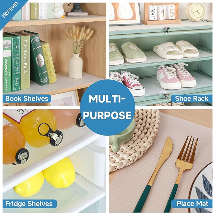 Hersvin Shelf Liners 20 in x 20 ft EVA Drawer Mats, Non-Adhesive Cupboard Protector, Kitchen Cabinet Lining Fridge Liner (Clear Flat Dot, 50.8x610cm)